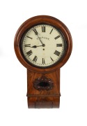 THOMAS GAUNT antique mahogany cased drop dial wall clock with white enamel painted dial and Roman numerals, marked "T. Gaunt", circa 1890, 73cm high, 31cm across the dial