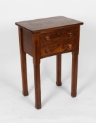 An antique Australian cedar two drawer book press table with chamfered legs, 19th century, 75cm high, 51cm wide, 36cm deep