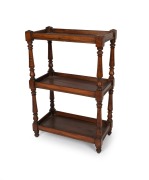 An antique Australian cedar three tier whatnot, 19th century, attractive small proportions, 84cm high, 55cm wide, 30cm deep.
