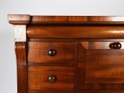 An antique Australian lum chest of drawers with cross banded hat drawer, shallow pilasters with blackwood corbels, constructed with good cuts of figured cedar and huon pine secondary carcass timbers, Tasmanian origin, circa 1860, 131cm high, 131cm wide, 6 - 2
