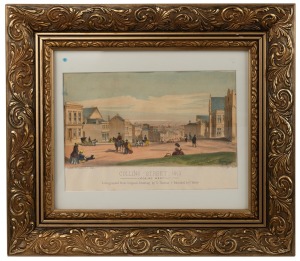 EDMUND THOMAS (1827-1867), Collins Street Looking West, 1853, colour lithograph, 14.5 x 26.5cm, 38 x 43cm overall.
