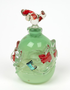 DON WREFORD Australian green art glass bottle, signed "Don Wreford, '99", 16.5cm high
