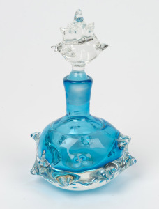 ROBERTA EASTON blue Australian art glass bottle, signed "Roberta", ​​​​​​​15cm high