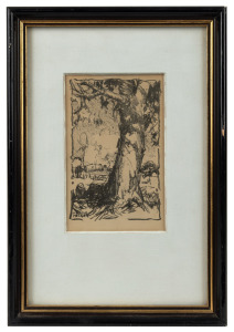HAROLD HERBERT (1892-1945), (red gum in landscape), pencil sketch, signed lower left "Harold Herbert", 15 x 10cm, 29 x 20cm overall