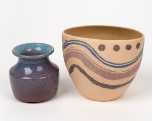 ERIC JUCKERT two Australian pottery vases, one example with sgraffito decoration, both incised "Eric Juckert", the larger 12.5cm high