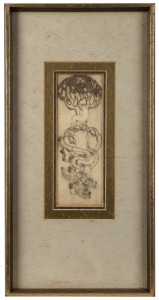 DONALD FRIEND Ex Libris bookplate, circa 1930, framed with details verso, 19 x 7cm, 41 x 21cm overall