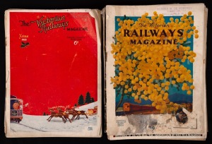 THE VICTORIAN RAILWAYS MAGAZINE: Twelve issues spanning December 1928 to September 1930, with cover artwork by Angus Mac, H. Jack, and others.