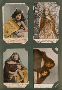 NEW ZEALAND. An attractive range of antique postcards housed in a period album, subjects include real photo street scenes, Maoris, architectural scenes plus a range of Japanese cards, beauties and others.