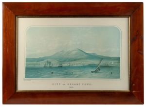 A huon pine picture frame with gilt slip, housing a facsimile print of Hobart Town, 20th century, 49 x 68cm overall.