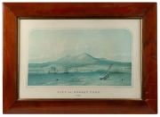 A huon pine picture frame with gilt slip, housing a facsimile print of Hobart Town, 20th century, 49 x 68cm overall.