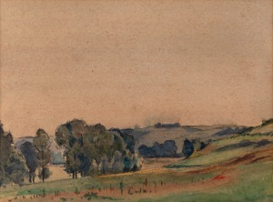 GEORGE BELL (1878-1966), Healesville, watercolour, signed in pencil lower right "Geo. Bell", titled verso, 23 x 32cm, 44 x 50cm overall.