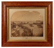 PENTRIDGE HOUSE, 1869: Two impressive albumen photographs laid down on card of Pentridge House & Penitentiary by Paterson Brothers of Melbourne, attractively displayed in birdseye maple frames, each sheet size approximately 23 x 30cm, frames 41 x 46cm ove