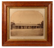 PENTRIDGE HOUSE, 1869: Two impressive albumen photographs laid down on card of Pentridge House & Penitentiary by Paterson Brothers of Melbourne, attractively displayed in birdseye maple frames, each sheet size approximately 23 x 30cm, frames 41 x 46cm ove - 2