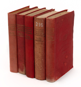 WALCH'S TASMANIAN ALMANACS: "The Red Book" for 1900, 1916, 1922, 1935 and 1958. (5).