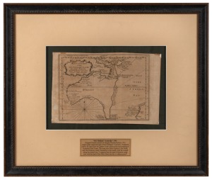 JACQUES BELLIN [1703-1772]: Copperplate engraved map "Mignatur Kort Over De Sydlige Lande", being the scarcer 1764 Danish edition of Bellin's 1753 "Carte Reduite Des Terres Australes", framed and glazed, 51 x 60.5cm overall. One of the few eighteenth-cent