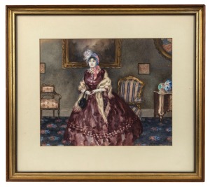 DOROTHY ASHLEY (working 1920s-30s), Lucilla, watercolour, signed lower right "D. Ashley", titled verso, ​​​​​​​22 x 26cm, 35 x 40cm overall.