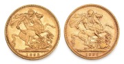 1893 & 1895 Sovereigns, Queen Victoria, Melbourne Mint, (2) VF.