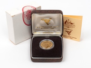TWO HUNDRED DOLLARS, 1982 $200 gold Commonwealth Games, Proof; in original box of issue.