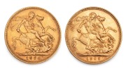1904 & 1905 Sovereigns, Edward VII, St. George reverse, Melbourne Mint, (2) VF.