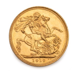 77A · 1912 Sovereign, George V, St. George reverse, Sydney, Unc.