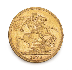 VICTORIA, Veiled Head 1899 Sovereign, VF.