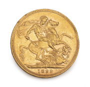VICTORIA, Veiled Head 1899 Sovereign, VF.