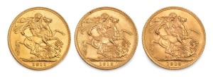 GEORGE V, 1911, 1912 and 1913 Sovereigns, (3) aUnc/Unc.