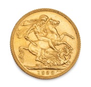GEORGE V, 1928 Sovereign, St. George reverse, Unknown Mint, virtually Uncirculated.