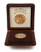 ELIZABETH II, 1981 Gold Sovereign Proof in original plastic capsule within a Royal Mint leatherette wallet with Certificate.