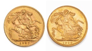 GEORGE V, 1927 and 1928 Sovereigns, Pretoria Mint, (2) EF/aUnc.