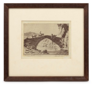 LIONEL LINDSAY (1874-1961), Bridge, Estremadura, dry point etching, signed lower right "Lionel Lindsay", 11 x 14cm, 21 x 23cm overall