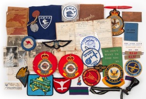 Military patches, WWII period autograph album (RAAF), assorted ephemera and air raid warden related items, (qty).