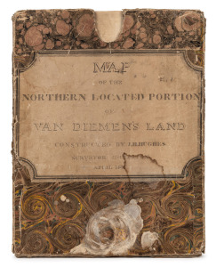J.H. HUGHES, "Map of the Northern Located Portion of Van Diemen's Land. Hobarton: April 1837". Folding hand-coloured lithographic map (106 x 112cm), to the scale of 1 inch to 2 miles (1: 126,720), dissected and mounted on linen, contained in the original 