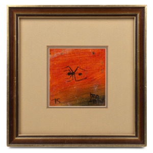 KEVIN CHARLES (PRO) HART (1928-2006), The Lost Ant, oil on canvas, signed and dated "Pro Hart, '75", titled verso, ​​​​​​​10 x 10cm, 24 x 24cm overall.