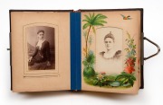 A collection of cartes-de-visite in a lovely old-time leather-bound album; mainly Sydney studios including T.S. Glaister, Bradley & Allen, David Scott, Newman, J.J. Hollands, Freeman, William Sargent, B.C. Boake, J. Hubert Newman, Falk, Tuttle, (40+ cards