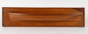 Three vintage half hull boat models, two on cedar back boards, 20th century the largest 16 x 67cm overall. - 2