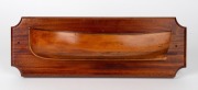 Three vintage half hull boat models, two on cedar back boards, 20th century the largest 16 x 67cm overall. - 3