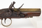 An antique English flintlock pocket pistol with early New Zealand Maori carved stock, late 18th century, 23cm long. - 3
