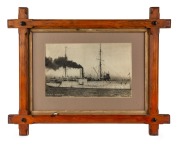 "H.M.A.S. Platypus, Sydney Harbour", photograph housed in attractive Australian timber frame, circa 1915, image 18 x 29.5cm.
