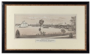 F. W. NIVEN, Steamboat Corner, Lake Wendouree, Ballaarat, Yachts Starting for a Race, lithograph, 15 x 39cm, 33 x 56cm overall.