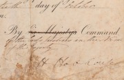 THE STORY OF BENJAMIN BAYLY (1797-1850), First Lieutenant, 21st Regiment of Foot, Van Diemen's Land and resident of "RUNNYMEDE", north of Hobart. A remarkable group of five original vellum documents recording Bayly's service career - 4