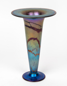 ARTIST UNKNOWN Australian iridescent art glass vase, signed "Scott....?", 20cm high