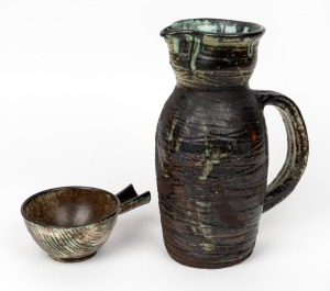 DAVID & HERMIA BOYD pottery jug and ramekin, (2 items), both incised "D. + Hermia Boyd", the jug 26.5cm high