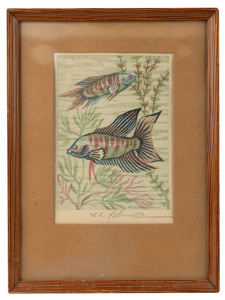 COLIN COLAHAN (1897-1987), (aquarium scene), linocut print, signed in pencil in the lower margin, 16.5 x 12cm, 27 x 20cm overall.