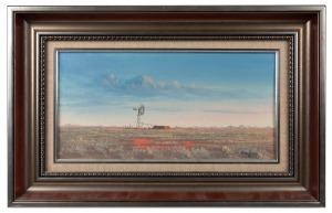 JACK ABASALOM (1927-2019), Titalpa Tank, oil on canvas board, signed lower right "Absalom", 20 x 40cm, 36 x 56cm overall.