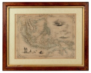 "MALAY ARCHIPELAGO OR EAST INDIA ISLANDS" antique hand-coloured map showing Northern Australian and South East Asia, circa 1851, attractively framed and glazed, 40 x 60cm overall.