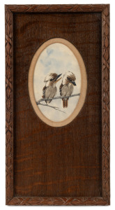 ALICE CAYLEY (1889-1960), (two kookaburras), watercolour, signed beneath the mount, 13 x 8cm, 32 x 17cm overall.