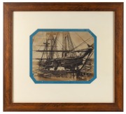"H.M.S. IRIS, FITZROY DOCK, SYDNEY" albumen paper print laid down on backing card, circa 1865., image size 23 x 29cm, 51 x 56cm overall.