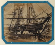 "H.M.S. IRIS, FITZROY DOCK, SYDNEY" albumen paper print laid down on backing card, circa 1865., image size 23 x 29cm, 51 x 56cm overall. - 2