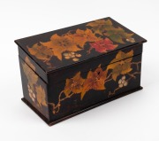 A rare Australian pokerwork desk tidy, circa 1920s, ​​​​​​​15cm high, 26cm wide, 13cm deep